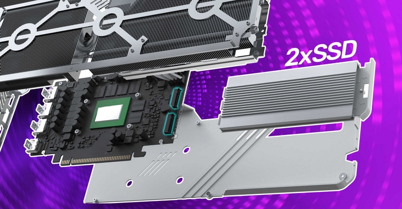 Пустующие линии PCIe займут SSD — к видеокарте Intel Arc B580 решили приделать пару слотов M.2